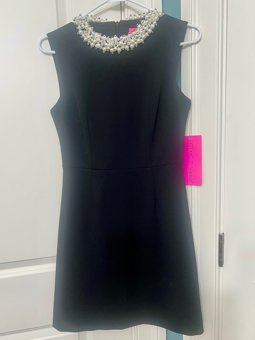 NWT Betsey Johnson Pearl Embellished Black Sheath Cocktail Dress Sz 2